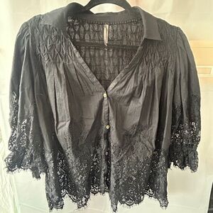 Anthropologie Victorian Black Lace Blouse (Sold Out Online) Small